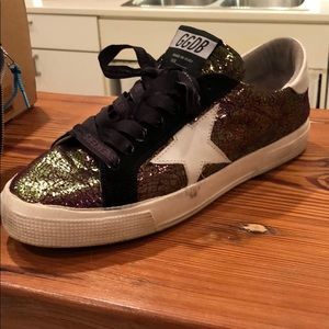 Golden goose iridescent burgundy sneakers